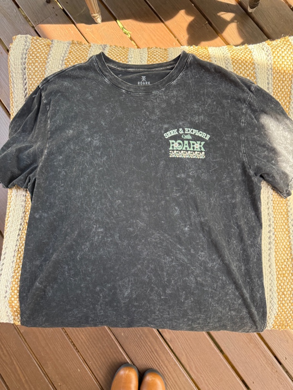 Roark Black Mineral-Wash Tee with Green Chest Logo